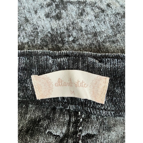 Altar'd State High Waist Flare Pull On Pants Metallic Teal Crushed Corduroy Sz M - Picture 4 of 6